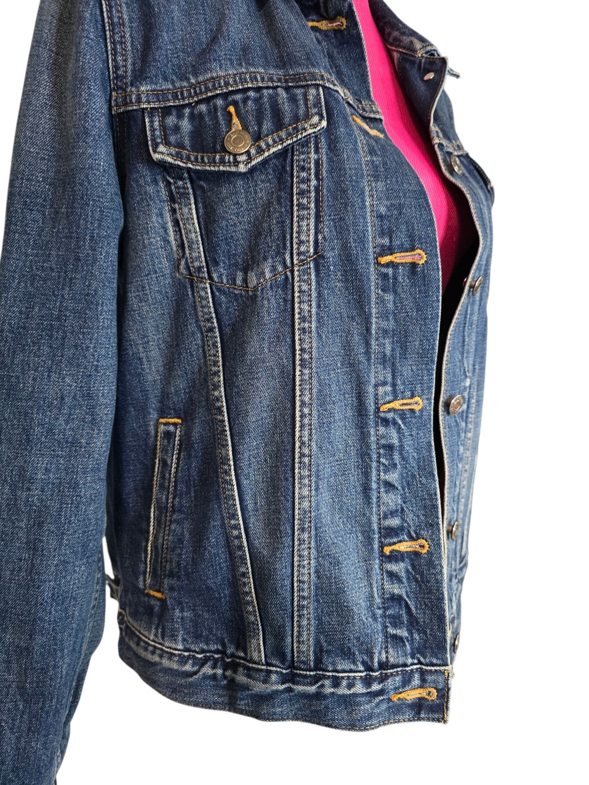 Gap Blue Patchwork Detail Rainbow Embroidered "Ga… - image 4