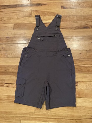 Duluth Trading Gardening kurze graue Cargo-Latzhose Damen Etikett Large passt 36 x 9