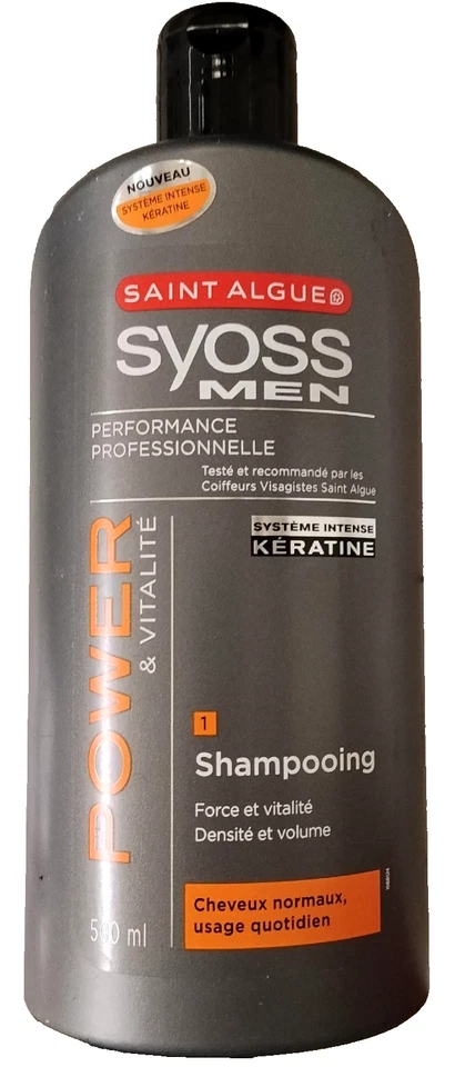 Syoss Shampooing Homme Power Vitalité Kératine Force Densité Volume 500 ml - Photo 1/2
