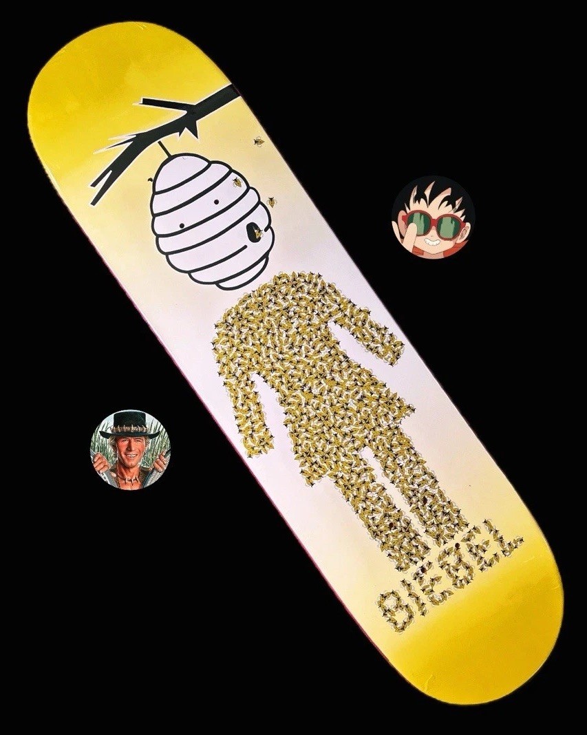 RARE Brandon Biebel Bee Hive Girl Skateboard Deck Honey Vintage P