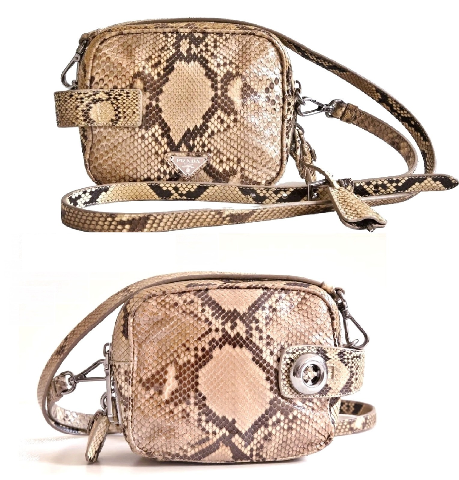 PRADA ~ RARE * crossbody / clutch / wrist real snakeskin bag ~ AUTHENTIC image 3