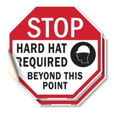 Stop Hard Hat Required Beyond Thi Octagon Sign Weather Resistant Made in the USA
