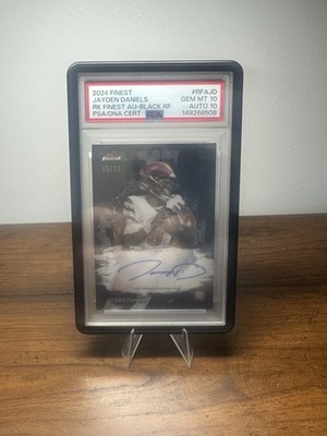 Jayden Daniels Topps Rookie Finest True Black /25 Jersey # Match PSA 10 Auto 10