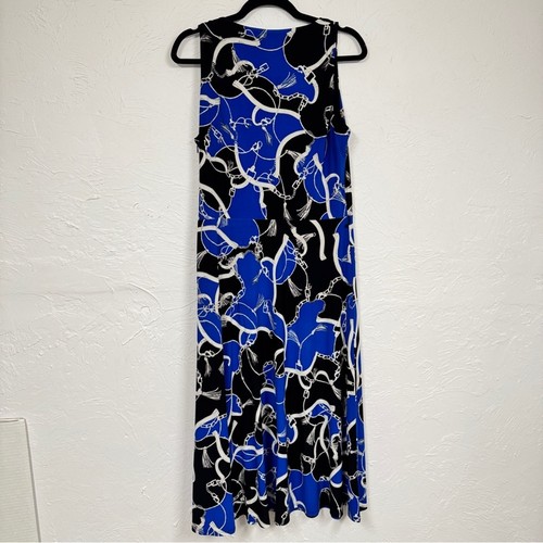 Abito midi donna Lauren Ralph Lauren blu nero stampa catena 12 senza maniche - Foto 13 di 13