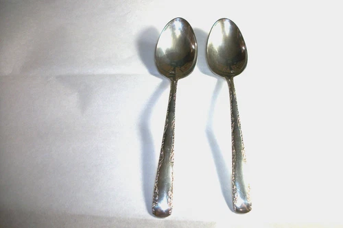TWO Gorham STERLING SILVER 6" TEASPOONS  CAMELLIA Pattern