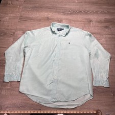 Ralph Lauren Shirt Mens Large Aqua Blue Blake Silk Linen Button Down Long Sleeve