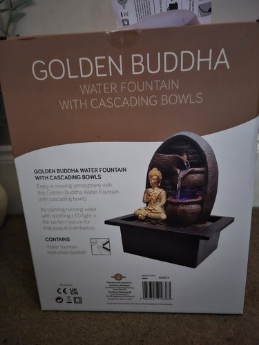 Golden Buddha Water Fountain With Cascading Bowls - Picture 4 of 6