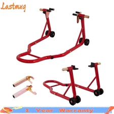 Motorcycle 850lbs Front Rear Combo Stand Lift Front Wheel Dual-Fork Stand