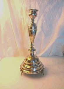 800 Silver Candlestick Holder, Footed Hollow Judaica 14.5", 382.50g Use or Scrap
