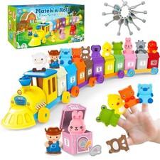 Farm Animals Train Toy for Toddlers 1 2 3 4 Years Old, Counting, Matching, So...