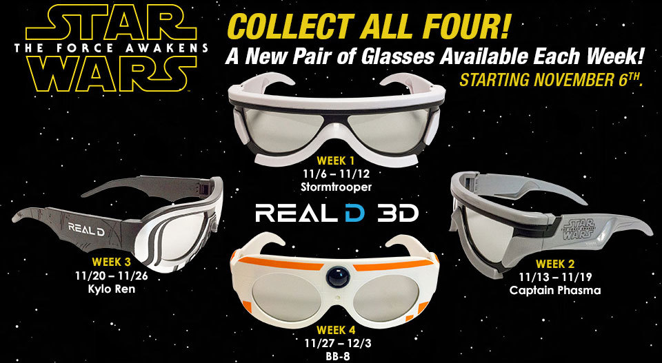 NEW! Cinemark Exclusive Star Wars Force Awakens RealD 3D
