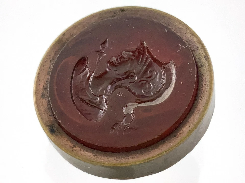 Latón macizo con cera de vidrio tipo sello botón de ropa patrón de caballero de 0,75 pulgadas 295B Foto 3 de 4