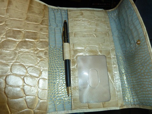Vintage Brahmin 3 tone yellow croc skin leather hand bag w/ matching wallet - Picture 3 of 12