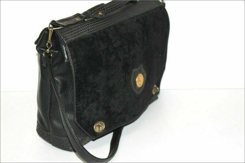 Sac Cartable Bandoulière Vintage Simili Cuir Noir - Très Bon état, Occasion