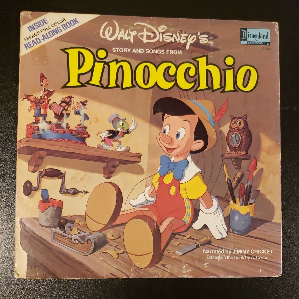 最新版　story and songs CD PINOCCHIO - STORY & SONGS& READ ALONG BOOK - DISNEYLAND RECORDS-D