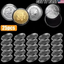 25x 40mm Clear Airtight Holder Capsule Case for 1  oz. Silver Britannia Coins