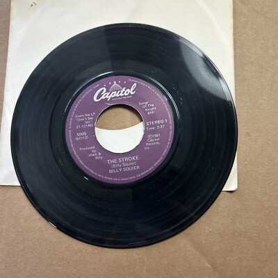 Billy Squier The Stroke/Too DAZE Gone 1981 Capitol 45 add ship .10 cents