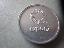 Montreal Expo 67 U.S. Pav. Token, Avis Button, postcard & Maine Pav. brochure