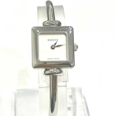 GUCCI 1900L Ladies Quartz Square Watch Silver Dial Used | eBay