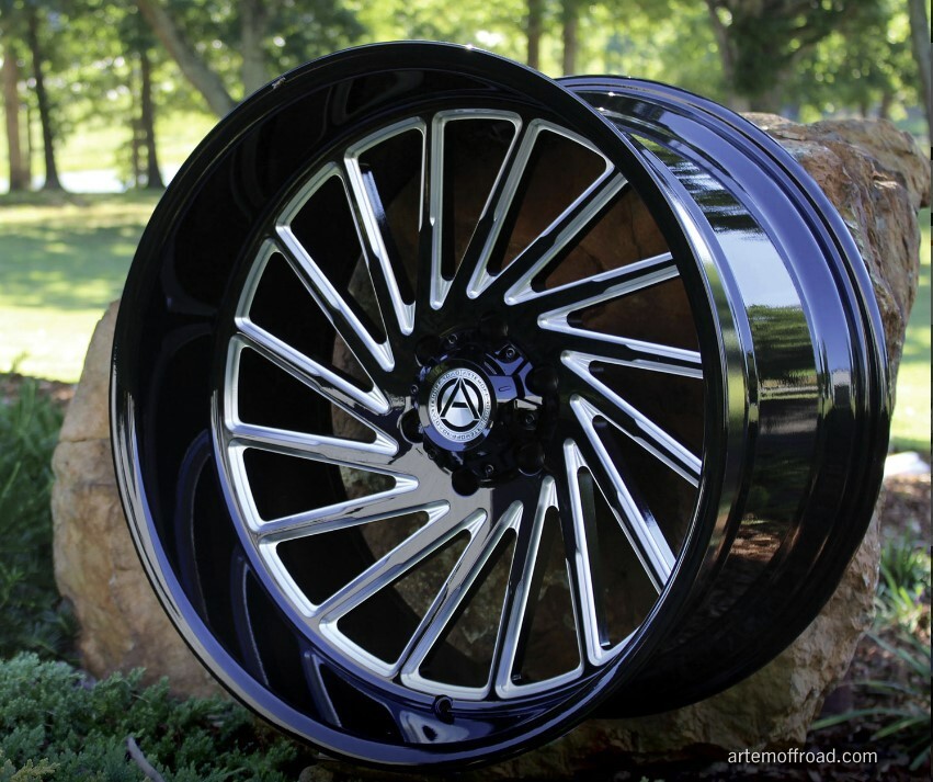 4x 24x12 Artem Offroad A205 Curvus Wheels Gloss Black Milled 6x135 Ford ...