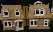 Vtg Durham Industries Doll House & Furniture Play Carry Folding with family