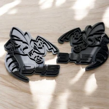 345 Hornet Badges Emblem Bee Black Out Matte, 2 Badges, Fender Angry Agressive