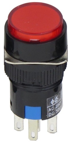 (1) 16mm Round 5-Pin Push Button Blue Green Red White Yellow LED AC/DC - Picture 7 of 13