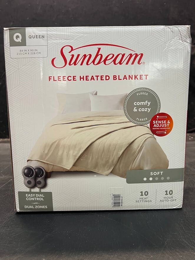 Sunbeam Heated Electric Blanket Quilted Fleece Royal Dreams Queen