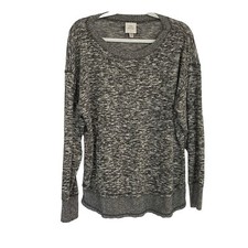 Knox Rose Womens Plus Size XXL Sweater Gray Marled Long Sleeve Raw Hem Cozy Soft