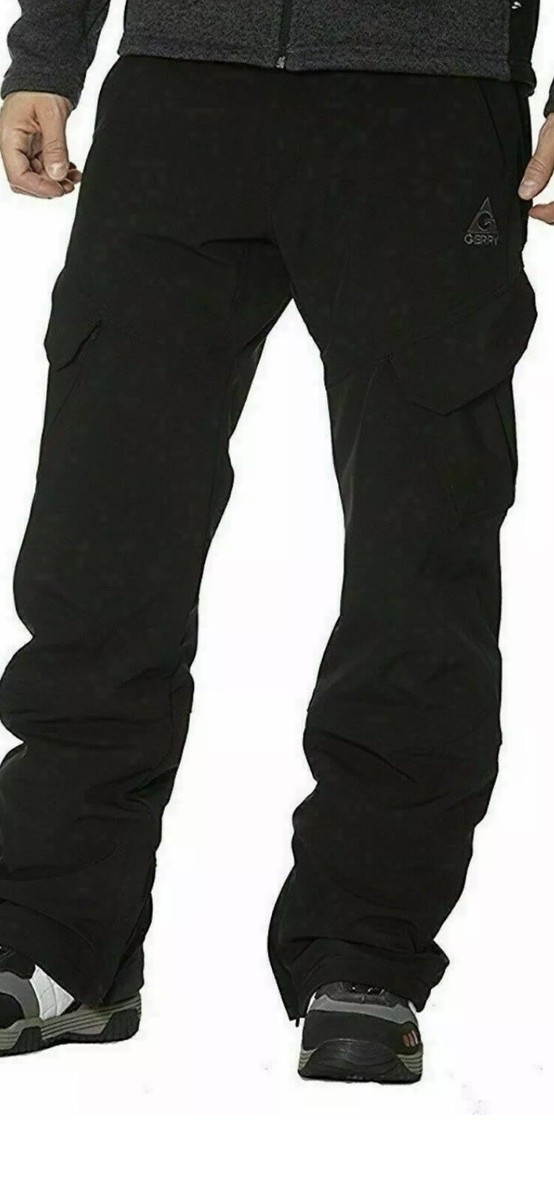 GERRY Mens SNOW SKI PANTS 4-Way Stretch FLEECE LINED BLACK 1306763