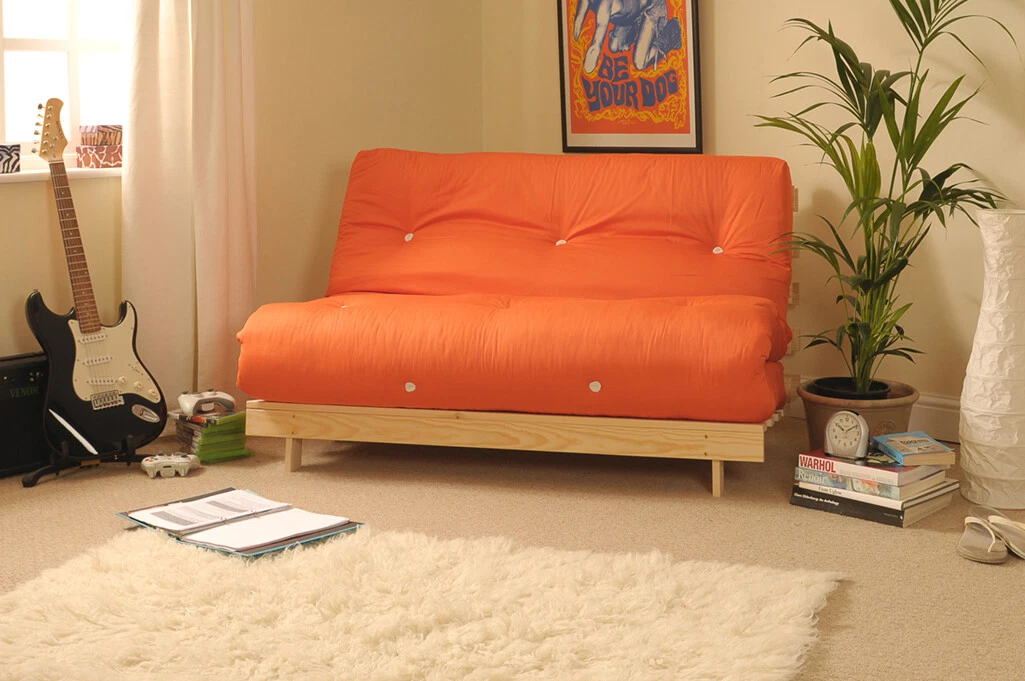 DOUBLE 4FT6 FUTON WOOD FRAME PREMIUM LUXURY MATTRESS in a choice of 5 COLOURS