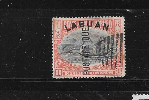 LABUAN SC#J5 1901 OVERPRINT 8c DHOW POSTAGE DUE OLD ANTIQUE USED VERY GOOD STAMP