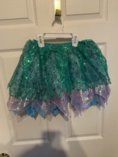 Disney Store Ariel Layered Tutu Skirt Child Size Large 9/10 Teal Blue Sparkle