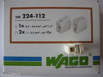 100 Wago Leuchtenklemmen 2x2,5 qmm 224-112 NEU Wagoklemmen