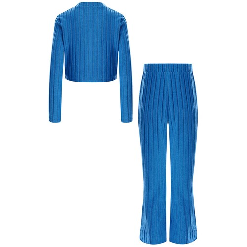 Kids Girls Pullover And Pants Flared Tracksuit Elastic Waistband School Suit - Picture 17 of 34