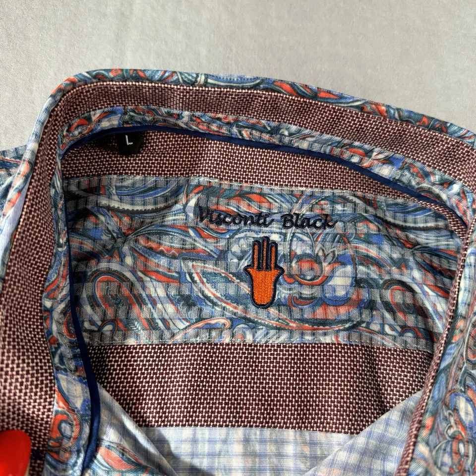 Camisa Luchiano Visconti Negra Mi Favorita Talla L Funky Naranja Blanco y Azul Foto 3 de 4