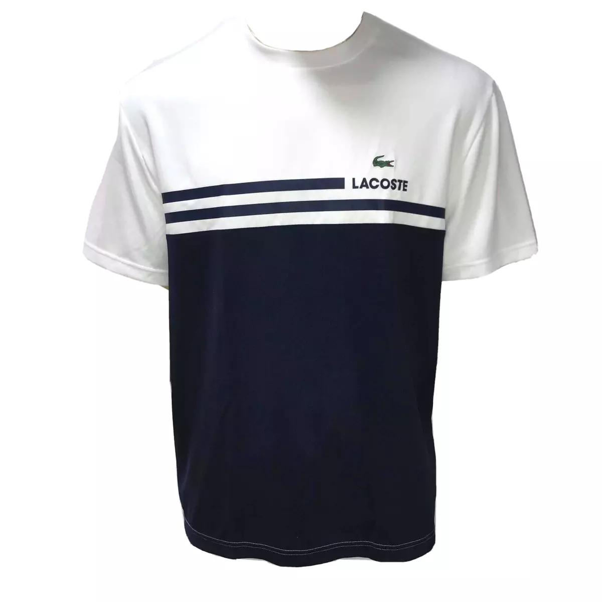 Lacoste Mens T Shirt XS Navy Blue White Colorblock Uv Protection Technical Pique