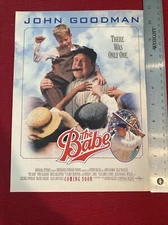 John Goodman in The Babe Movie Babe Ruth 1984 Print Ad