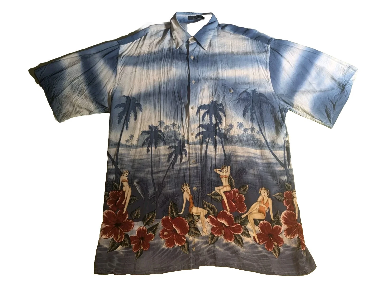 Craft & Borrow Hawaiian Shirt Men XL Short Sleeve Pocket Collar Buttom Up