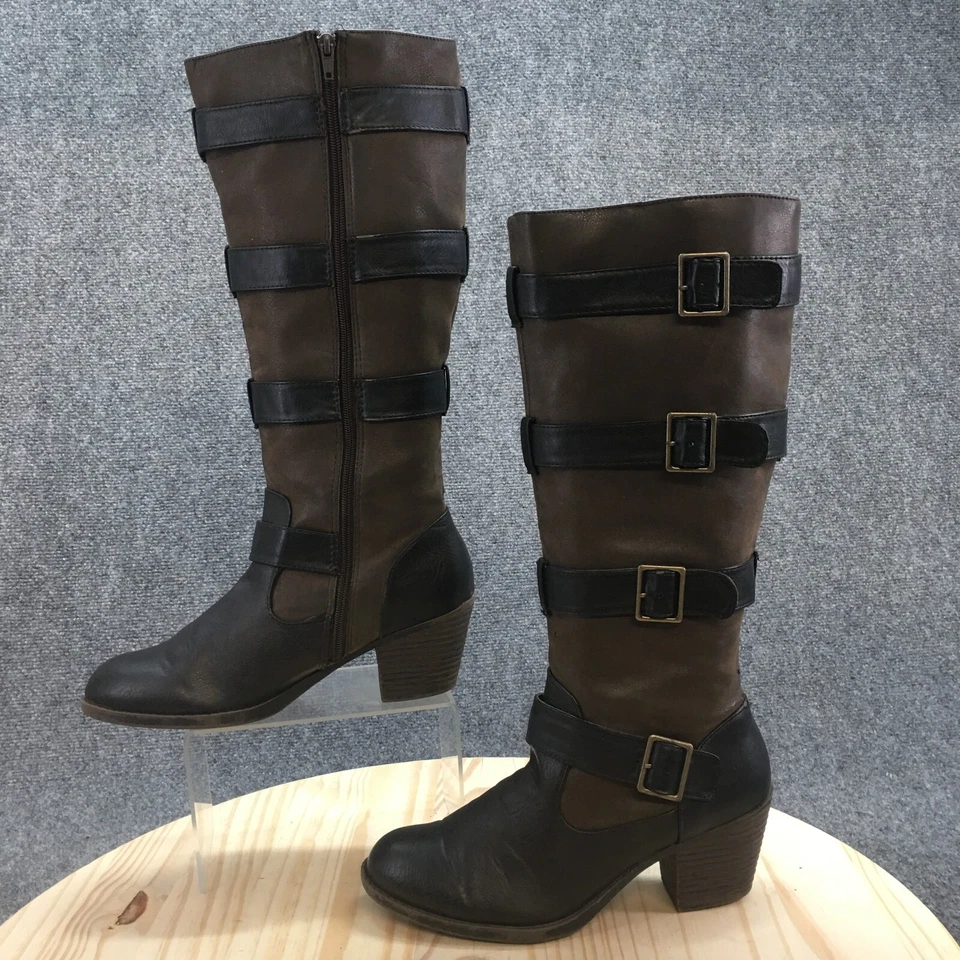 Croft&Barrow Botas Mujer 9.5 M Waverly Hasta la Rodilla Altas Montar Marrón Negro Cremallera Foto 2 de 4