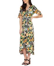 Black Tape Floral-Print Faux-Wrap Dress  Style 1522068 BD  Size XS