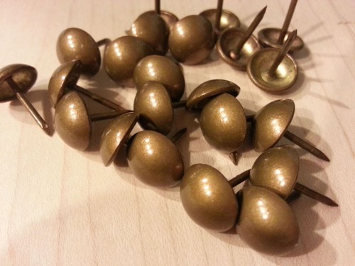 100 French Natural Nails 7/16 Dia x 1/2" L- Upholstery Tacks Decorative Nail - Picture 2 of 4