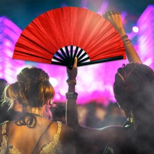 Glitter Solid Colors Hand Fans Boots on The Ground Fans Clack Large Folding Fans