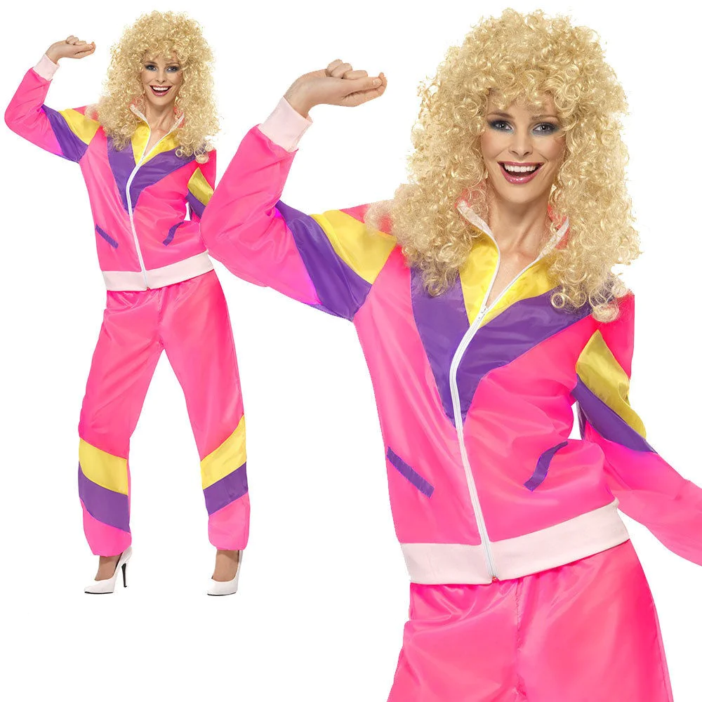 80s Scouser Height Of Fashion Shell Suit Costume Adult Blue Yellow