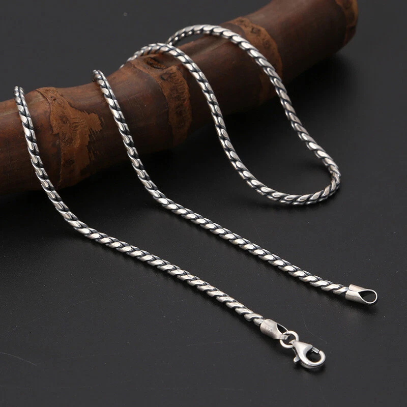 CHUNKY MENS Handmade Solid Sterling Silver SNAKE Chain Necklace 8 mm 1