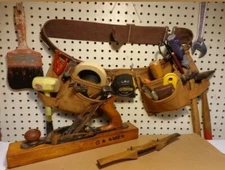 Tool Belt Work Pouch B-283 Multi Pocket Made In USA Leather Vintage Jural Rare