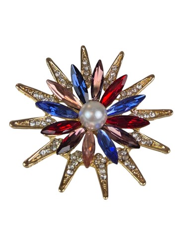 Diamante Daisy Flower Brooch Pin Double Layer Fashion Accessory Gift for He - Picture 5 of 17