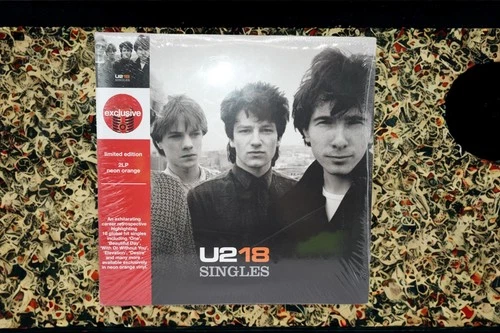 U2 "18 Singles" Exclusive Limited Edition Neon Orange Colored 2 LP Vinyl Sealed
