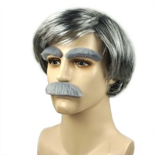 Old man's wig, gray beard suit