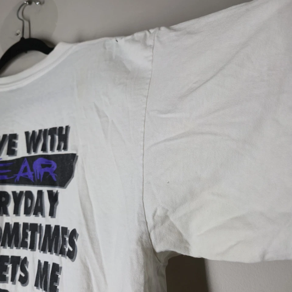 Camiseta No Fear Vintage Años 90 Blanca Talla 2XL Puntada Única Hecha en EE. UU. Doble Cara Foto 4 de 4
